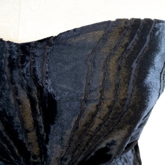 Anthropologie 4 Silk Velvet Mini Dress Black LBD - Picture 3 of 9